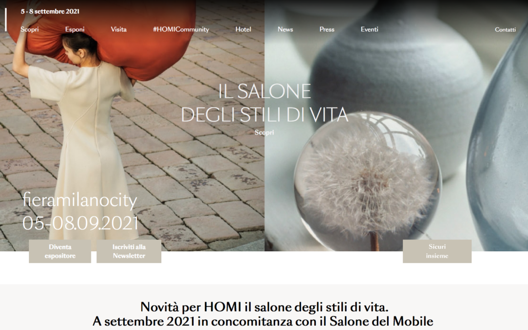 Novità per HOMI il salone degli stili di vita. A settembre 2021 in concomitanza con il Salone del Mobile